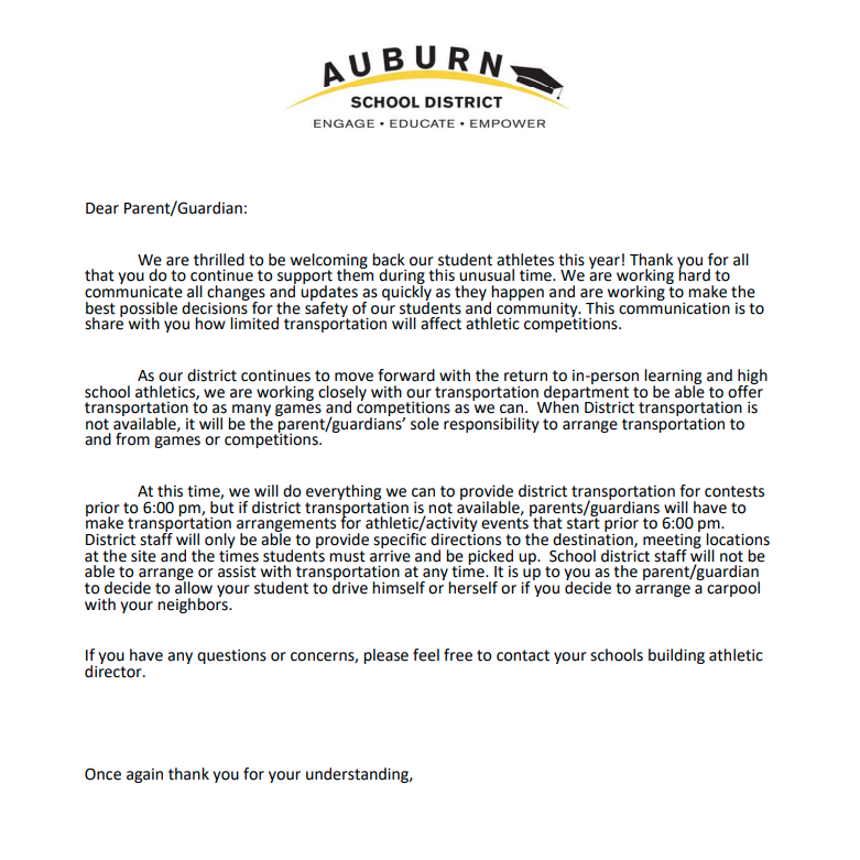 ASD Transportation Letter